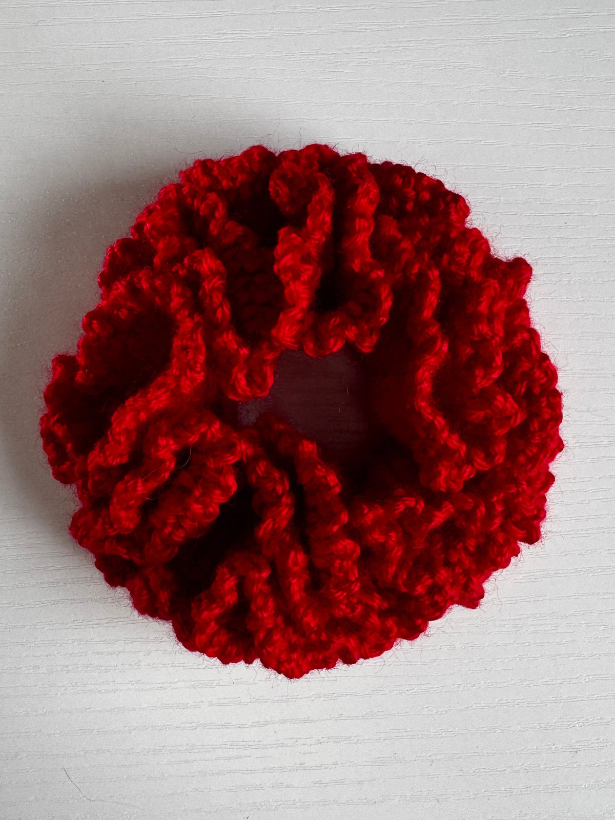 Crochet Chunky Red Rose Scrunchie