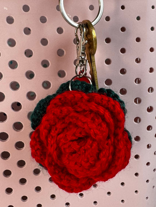 Crochet Keyring - Red Rose