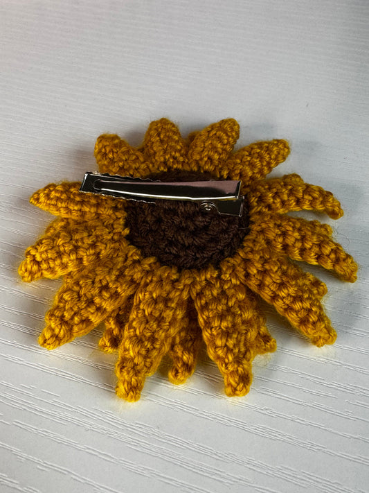 Crochet Sunflower Hair Clip - Large