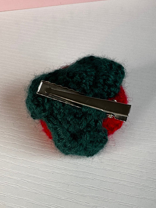 Crochet Red Rose Hair Clip