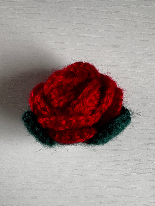 Crochet Red Rose Hair Clip