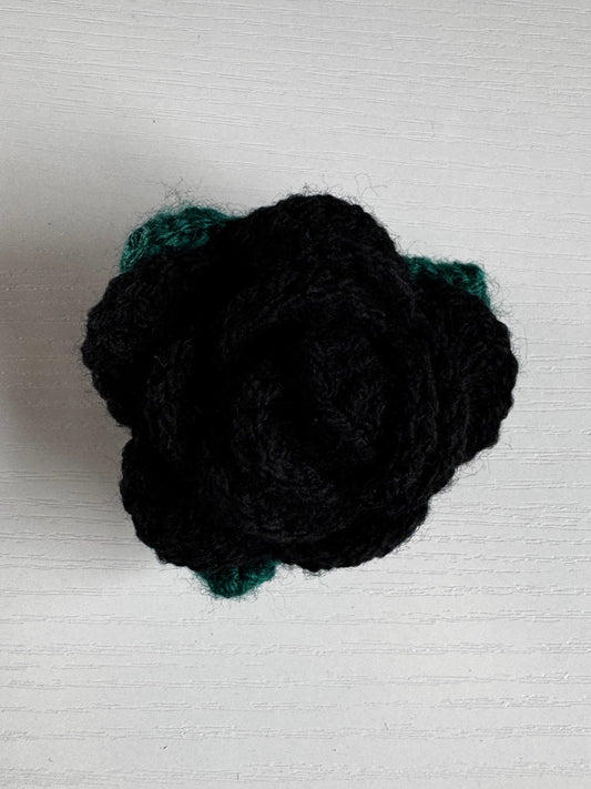 Crochet Black Rose Hair Clip