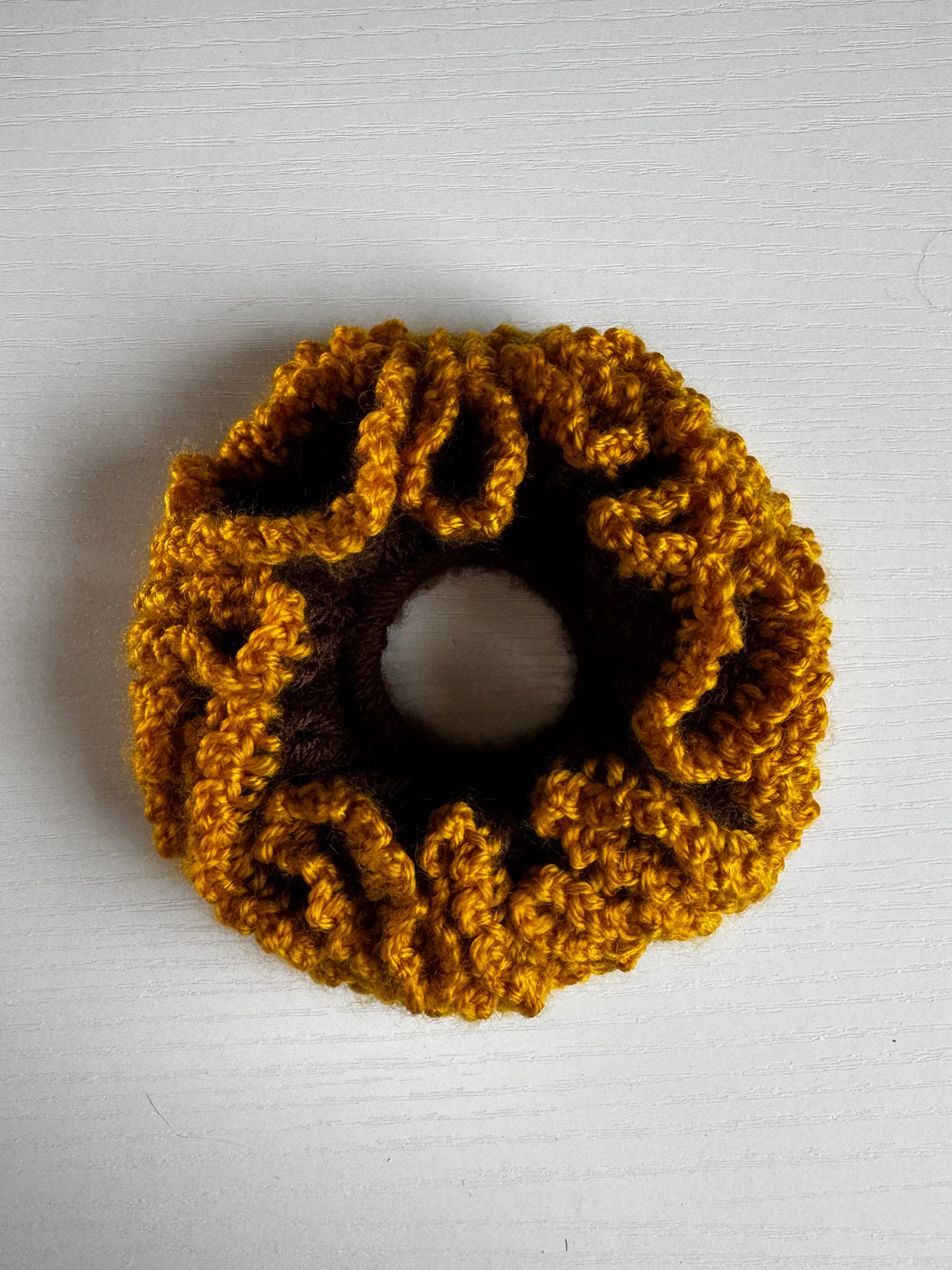 Crochet Chunky Sunflower Scrunchie